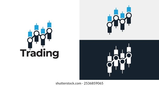 Trading candlestick logo icon template.