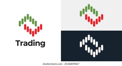 Trading candlestick logo icon template.