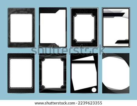Trading card frame black border set vector layout