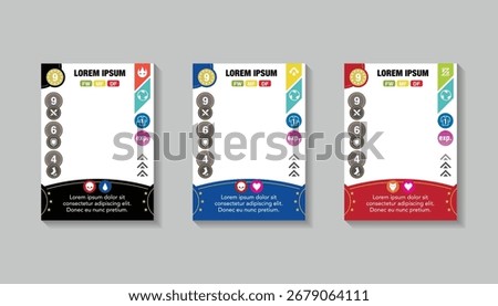 Trading card game frame template set collection. Tcg template bundle. complete game card template 