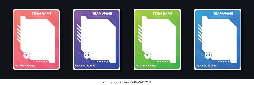 Trading card template design for sports, picture frame for player performance, photo frame or border collection for hockey, basketball and football player, sports flyer design.