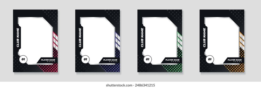 Trading card template design for sports, picture frame for player performance, photo frame or border collection for hockey, basketball and football player, sports flyer design.