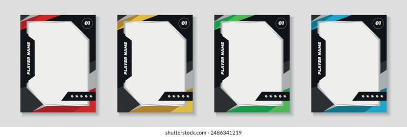 Trading card template design for sports, picture frame for player performance, photo frame or border collection for hockey, basketball and football player, sports flyer design.