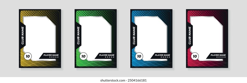 trading card template design for sports, picture frame for player performance, photo frame or border collection for hockey, basketball and football player, sports flyer design.