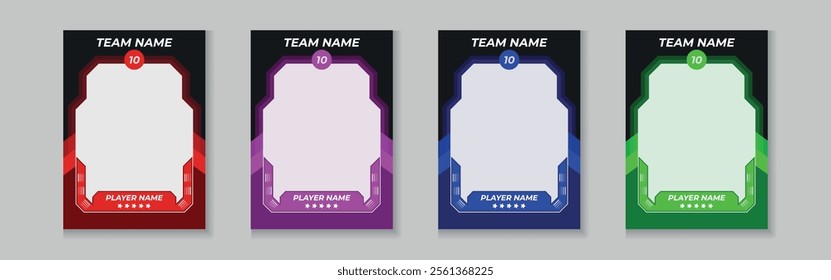 trading card template design for sports, picture frame for player performance, photo frame or border collection for hockey, basketball and football player, sports flyer design