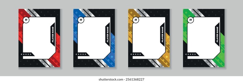 trading card template design for sports, picture frame for player performance, photo frame or border collection for hockey, basketball and football player, sports flyer design