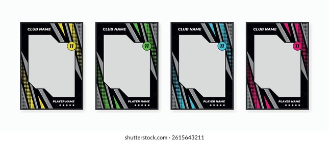 trading card template design for sports, picture frame for player performance, photo frame or border collection for hockey, basketball and football player, sports flyer design template.