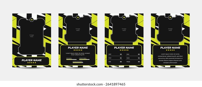 Trading card template design for sports, picture frame for player performance, photo frame or border collection for hockey, basketball, and football players, sports flyer design.