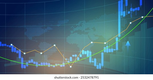 Plano de fundo do gráfico de negociação. Adequado para forex, ouro, cripto, estoque e finanças. Vetor comercial 