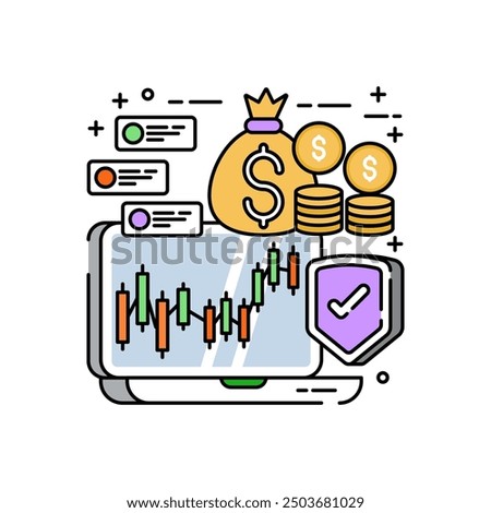 Trading Chart Fill Color Icon, Vector illustration