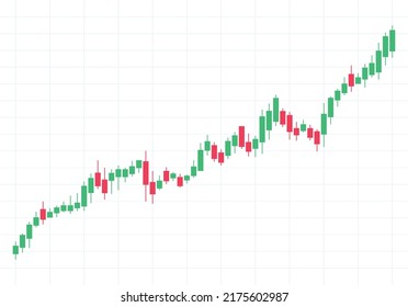 Trading chart uptrend with candlesticks on white background. Forex graph going up with price of stock increasing and economic growth vector illustration.