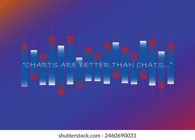 Ilustración de gráficos comerciales. "las cartas son mejores que los chats..." texto motivacional. Comercializa arte abstracto, comercio, tecnología, capital y análisis de conceptos