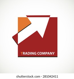 Trading Company Logo With Arrow On Square Concept Icon