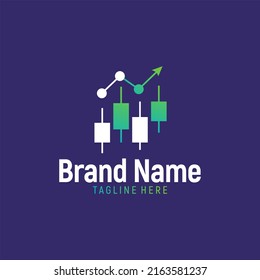 Trading Company logo with financial candlestick | company stock market chart sign.