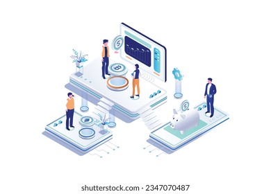 Trading Crypto - Isometric Illustration Vector 