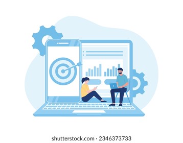 trading data analysis targets trending concept flat illustration