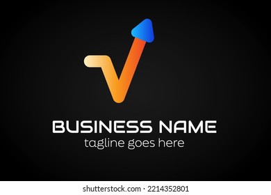 Trading Digital logo illustration Incorporated into Letter with Gradient Arrows. For Your Company. Arrow Logo Template Ready For Use, Modern Initial Logo