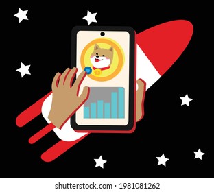 Intercambio de dogecoína utilizando un comprimido a la luna y a la médula