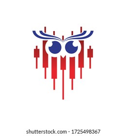 trading education logo design with owl vector design illustration