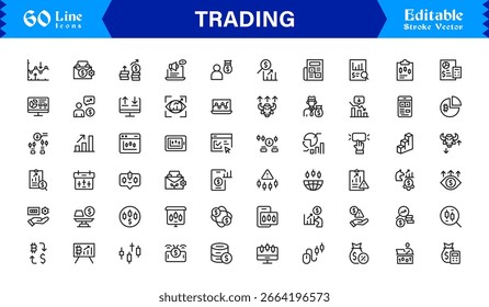 Trading Essentials: Conjunto de iconos de líneas modernas de Profesional para finanzas, acciones e inversiones