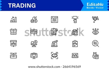 Trading Essentials: Professional Modern Line Icon Set for Finance, Stocks, and Investments