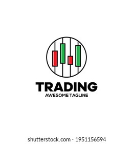 logotipo del vector financiero de negociación. comercio de candlestick. símbolo de las acciones. signo de gráfico de mercado.