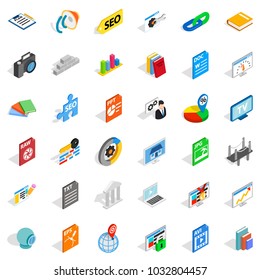 Trading firm icons set. Isometric set of 36 trading firm vector icons for web isolated on white background