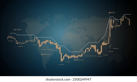 Trading forex background. Market up trend and chart with indicator pair gold. Business and finance concept.