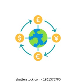 Trading forex. Global currency exchange icon concept isolated on white background. Vector illustration