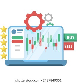 trading in front of the laptop