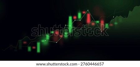 Trading graph with candlestick chart. Market price movement. Financial data visualization for stock trading, investment analysis, forex and cryptocurrency concepts. Vector illustration.
