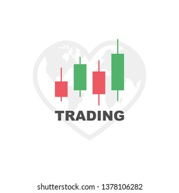 Trading graph icon. Earth trading stock. Vector illustration