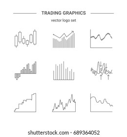 Trading graphics icon set. Isolated line forex infographic.
