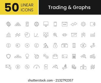 Trading and Graphs - 50 Linear icons