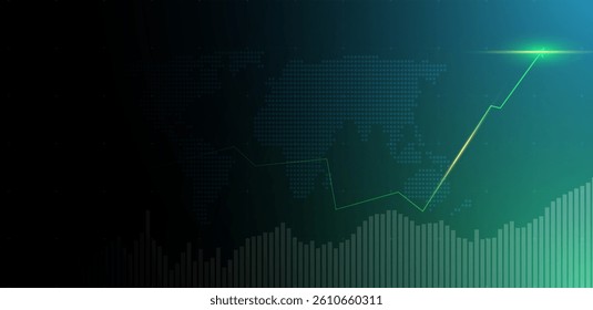 Trading green background. Financial chart with moving up arrow. vector illustration