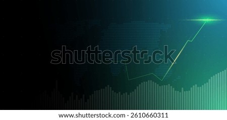 Trading green background. Financial chart with moving up arrow. vector illustration
