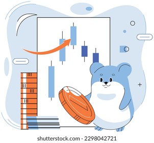 Trading hamster, newbie in finance, economics and money, getting rich on cryptocurrency, novice trader who makes wrong decisions. Inexperienced investor, chaotically accumulating assets in portfolio