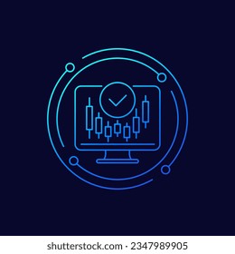 icono de intercambio con gráfico de candlestick, diseño lineal