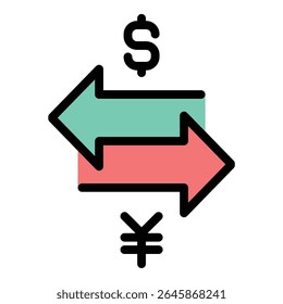 Ilustração do estilo de linha plana do ícone de negociação representando a compra e a venda de mercadorias, serviços ou ativos financeiros, adequados para projetos de comércio, mercado de ações e operações comerciais
