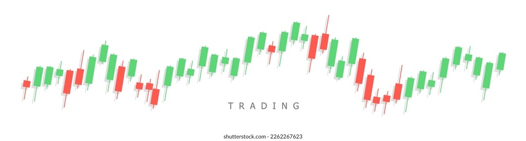 Trading icon illustration with candles on white background. Rise and fall graph. Banner for advertising, website and application. Vector EPS 10