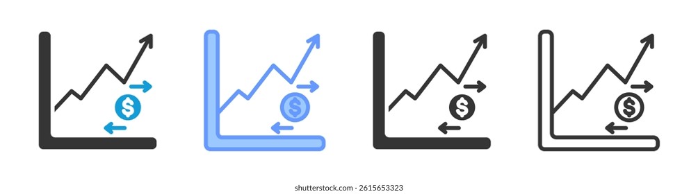 Trading icon set multiple style collection