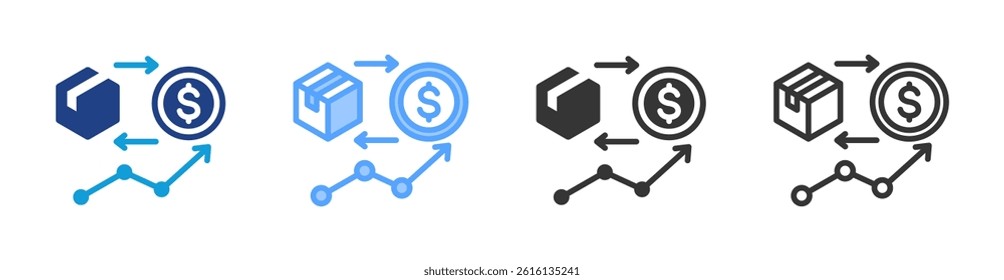Trading icon set multiple style collection