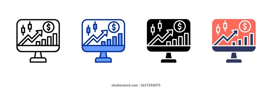 Trading icon sheet multiple style collection