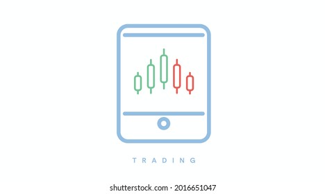 Trading Icon. Vector isolated illustration editable with a pad with a trading sign