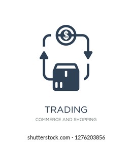 trading icon vector on white background, trading trendy filled icons from Commerce and shopping collection, trading vector illustration