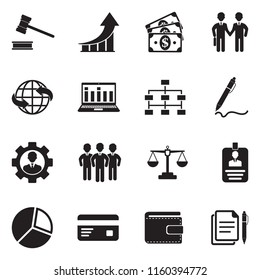Trading Icons. Black Flat Design. Vector Illustration. 