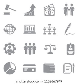 Trading Icons. Gray Flat Design. Vector Illustration. 
