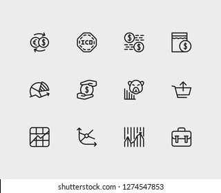 Trading Icons Set. Chart And Trading Icons With Sell, Stock Market And Ico. Set Of Sale For Web App Logo UI Design.