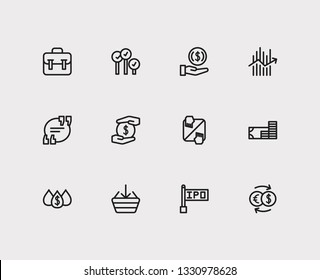 Trading icons set. Quote and trading icons with invest money, liquidity and forex. Set of transaction for web app logo UI design.