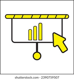 diseño vectorial de ilustración comercial con gráfico ascendente y color amarillo. apto para logotipos, íconos, carteles, diseños de camisetas, pegatinas, anuncios, empresas, conceptos, sitios web.